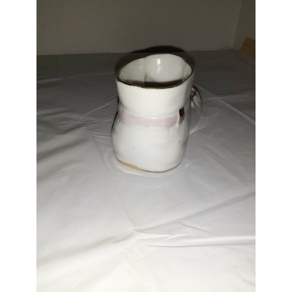 Vintage Collectible Art Deco Porcelain Baby Shoe Painted Flower and Gold Trim - Picture 3 of 8